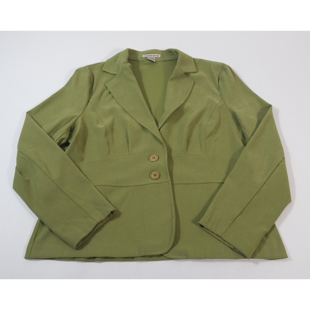 Notations Soft Green Blazer Jacket Size L. POLYESTER/Spandex‎ Two Buttons